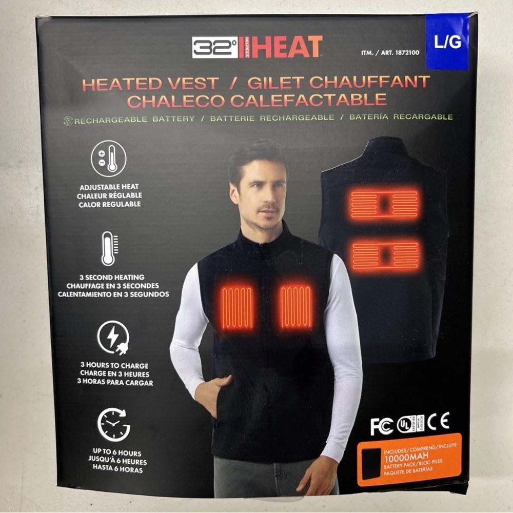 32 Degrees Heat Rechargeable Heated Vest, Men’s Size Large